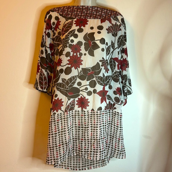 Trendaporter Dresses & Skirts - Trendaporter Vtg. Minidress Sheer Flowers and Dots S/M XC